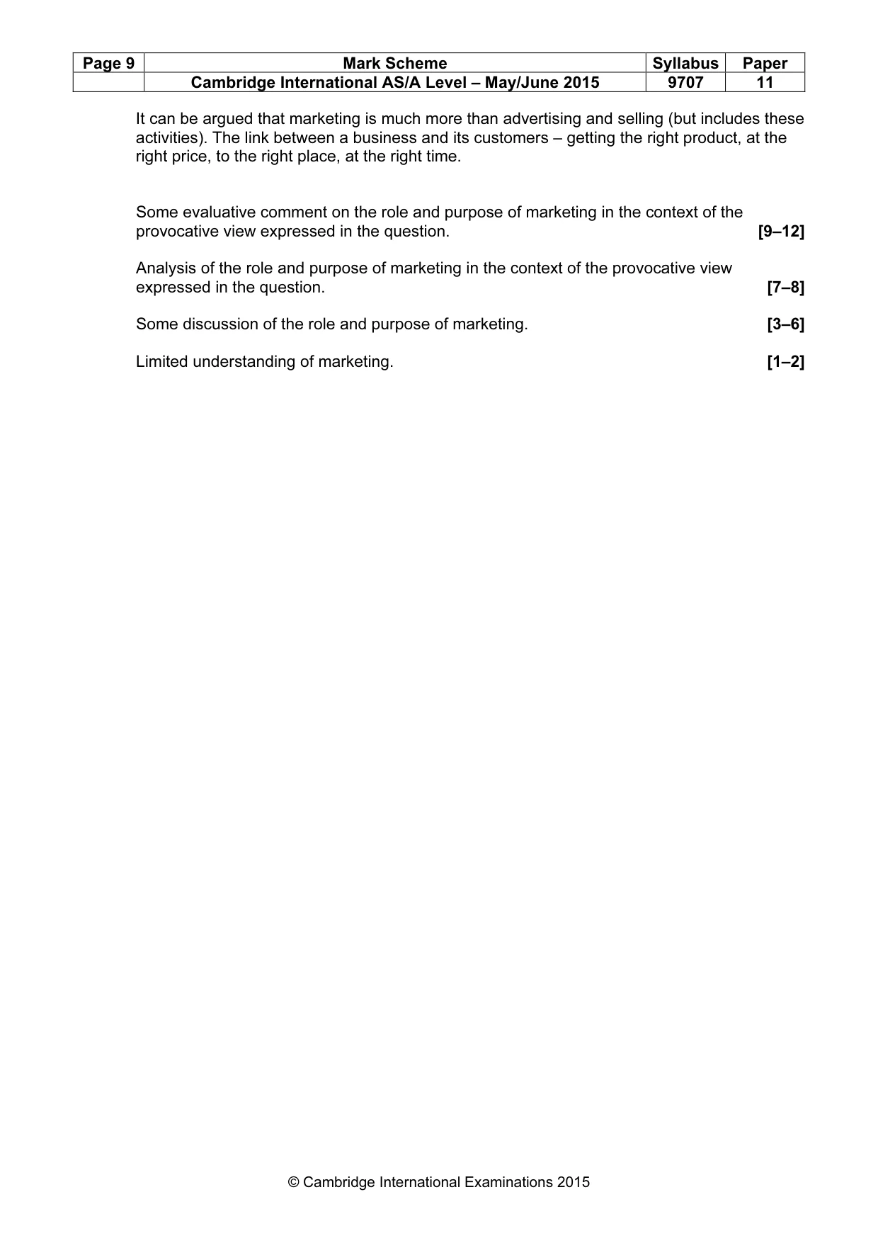 Mark scheme, page 9 of 9