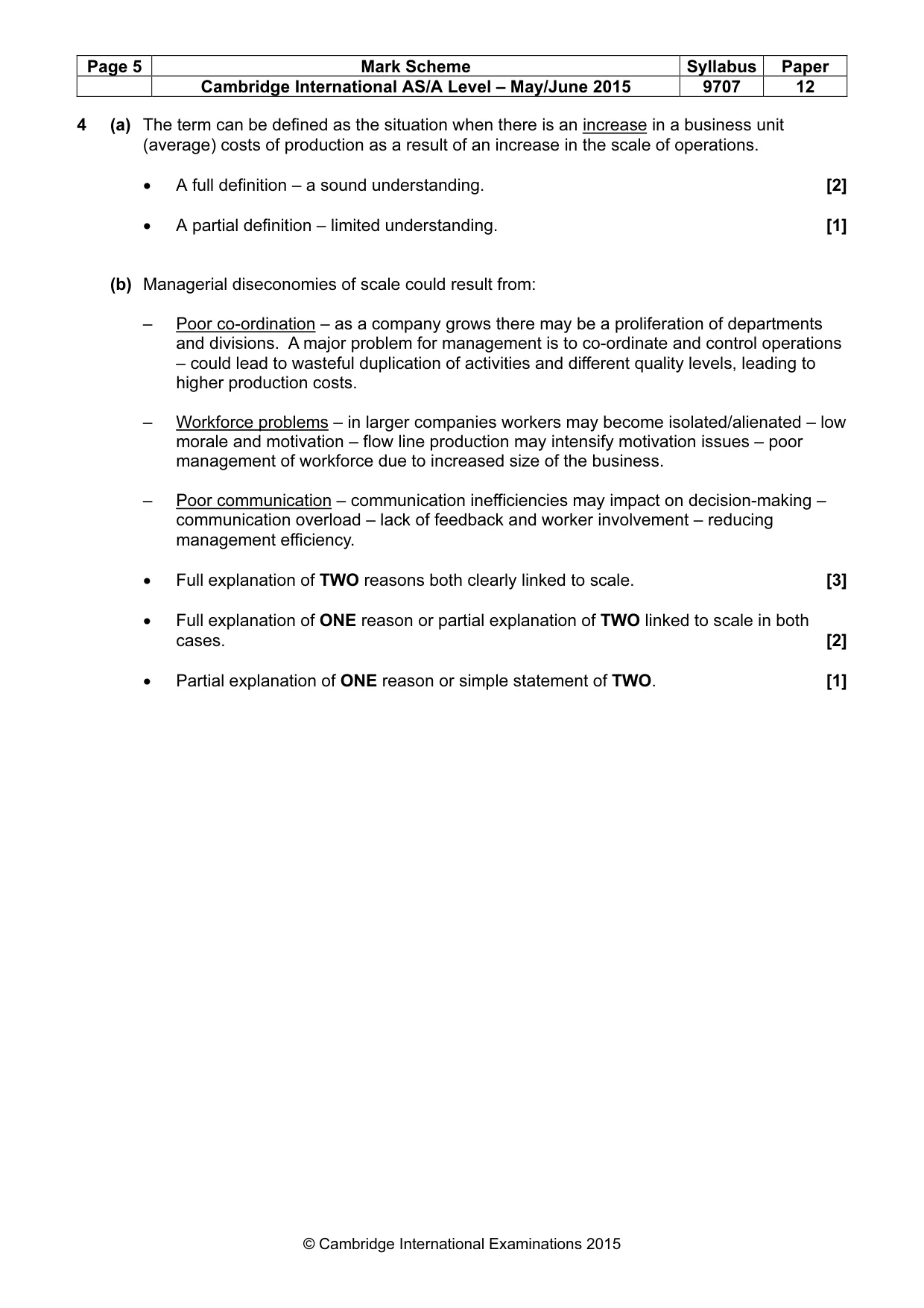 Mark scheme, page 5 of 8