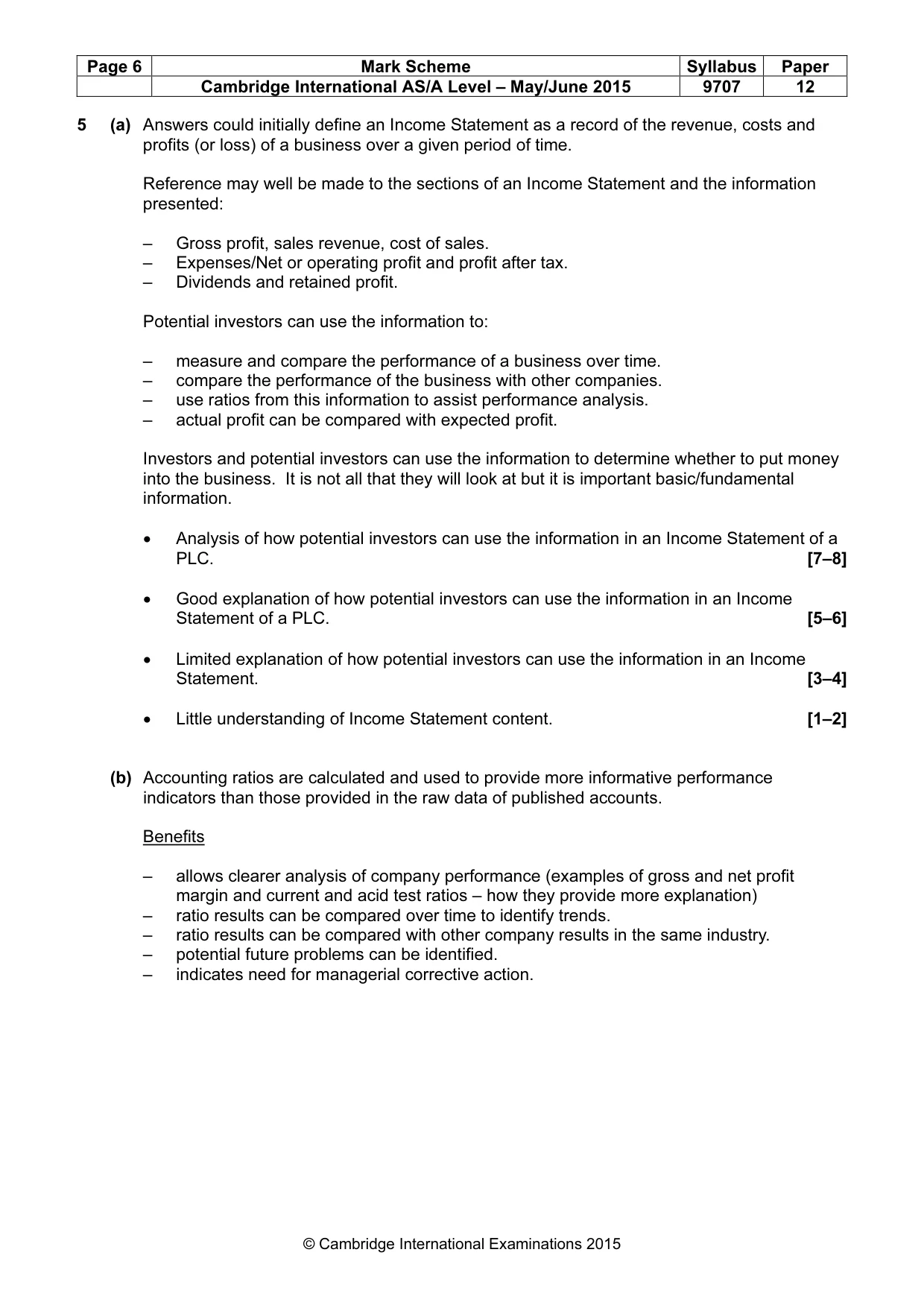 Mark scheme, page 6 of 8