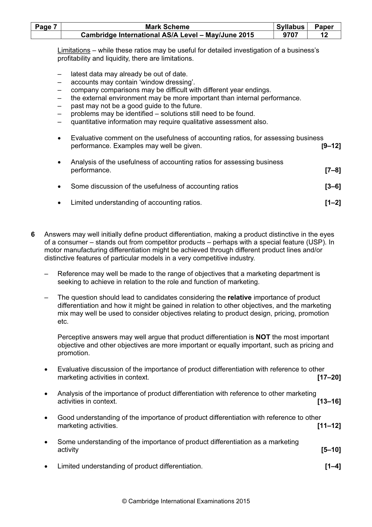 Mark scheme, page 7 of 8