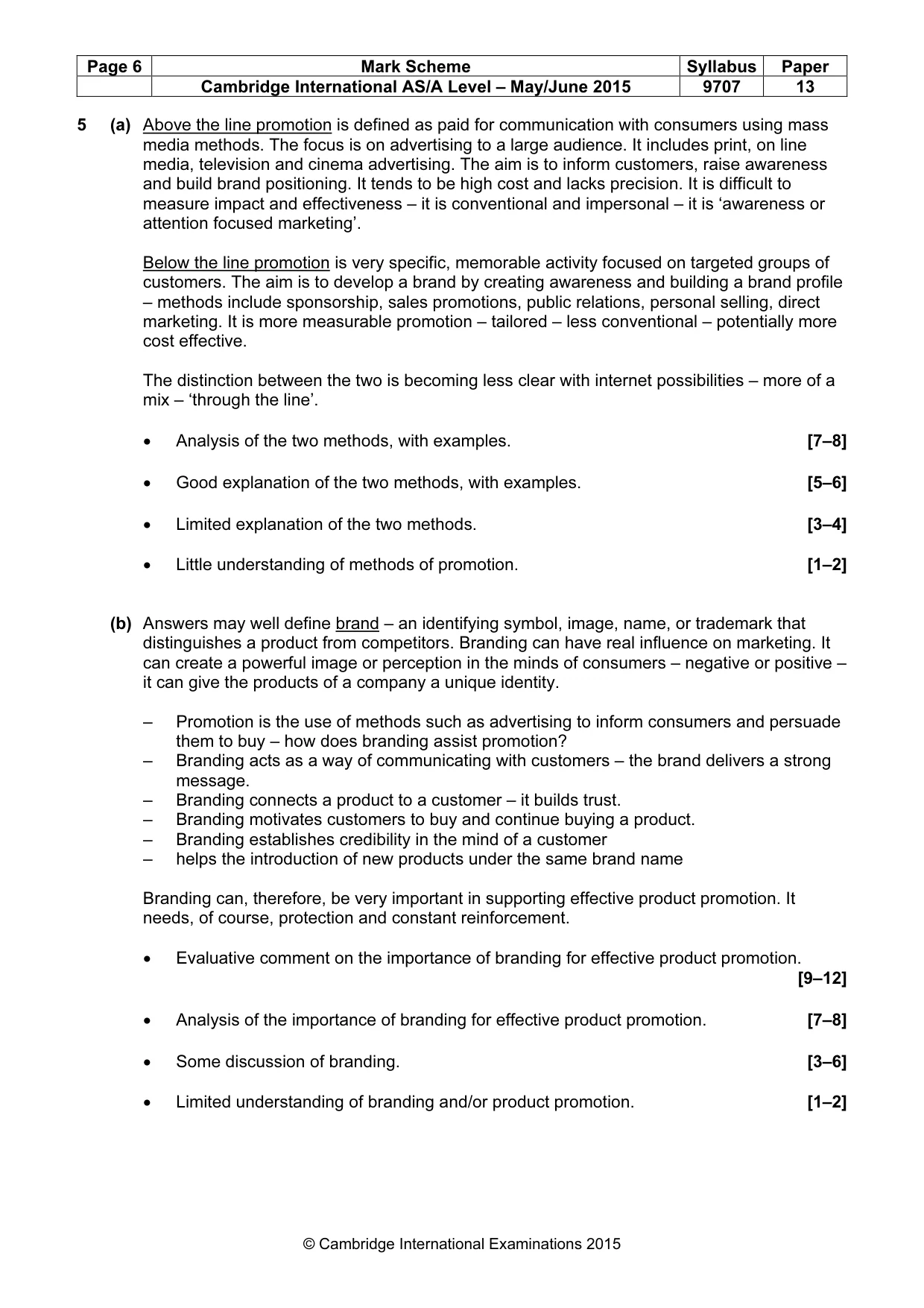 Mark scheme, page 6 of 8
