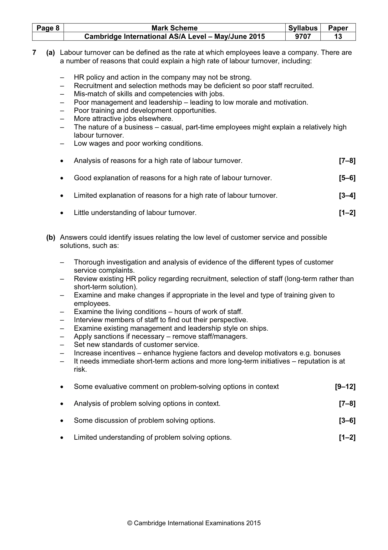 Mark scheme, page 8 of 8