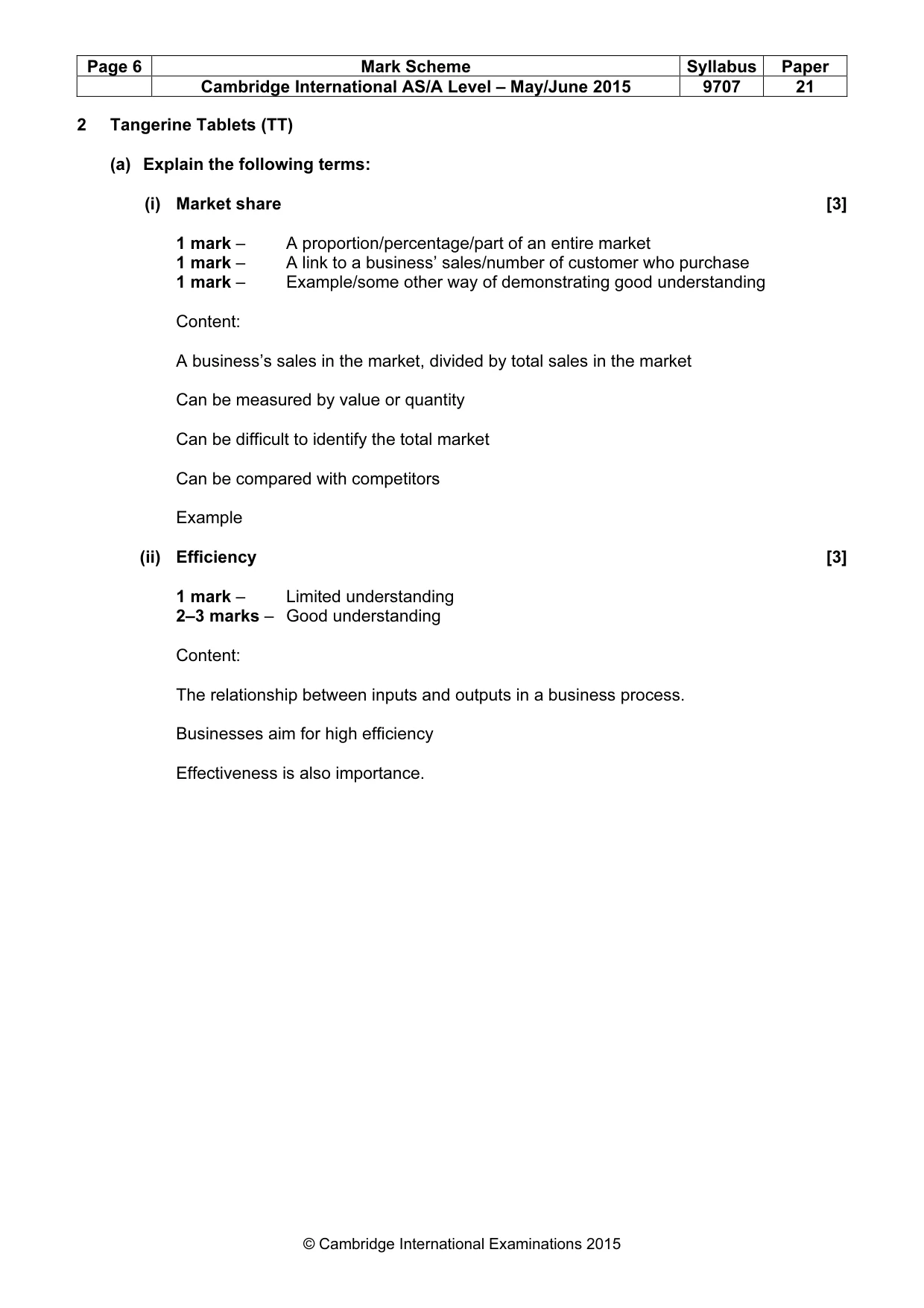 Mark scheme, page 6 of 9