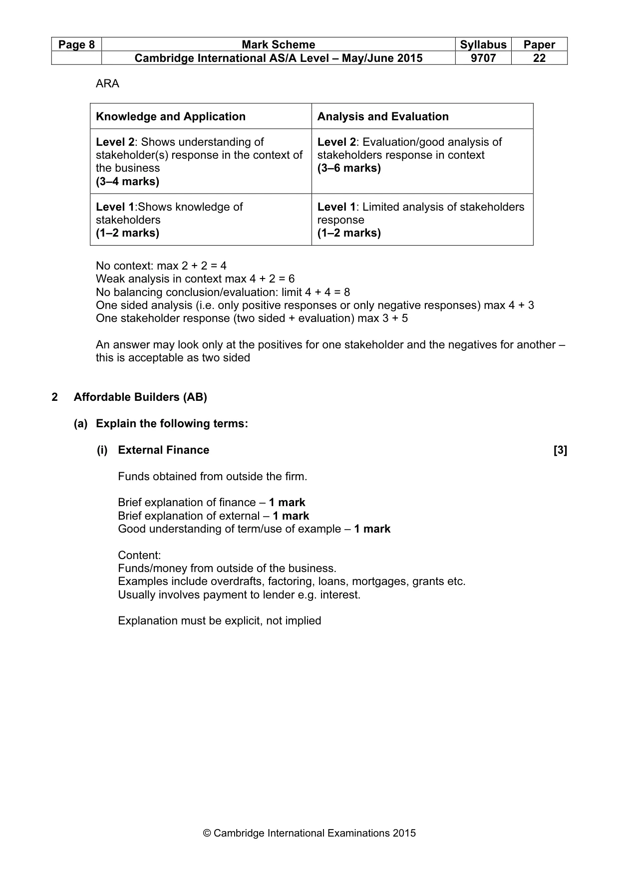 Mark scheme, page 8 of 13