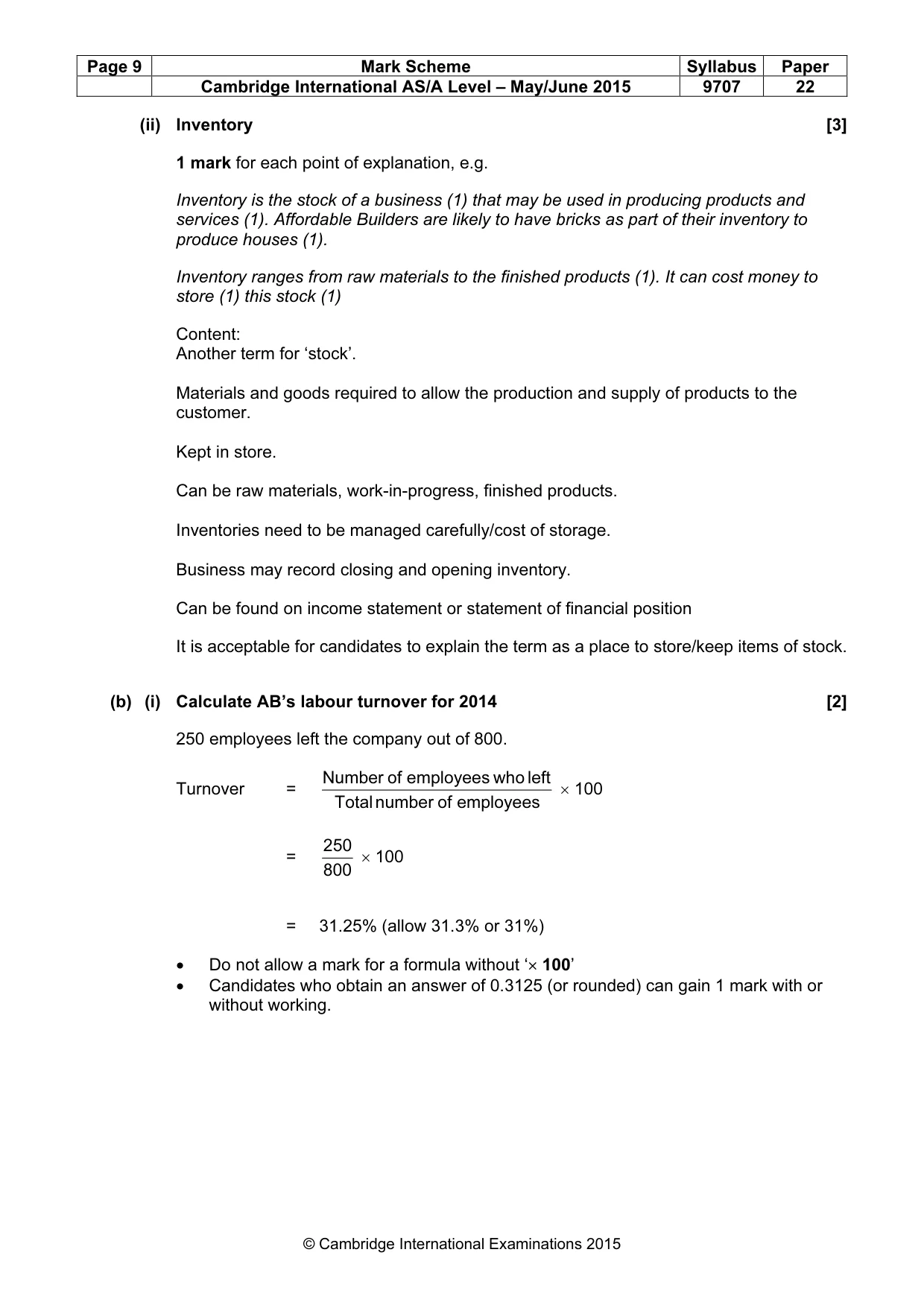 Mark scheme, page 9 of 13