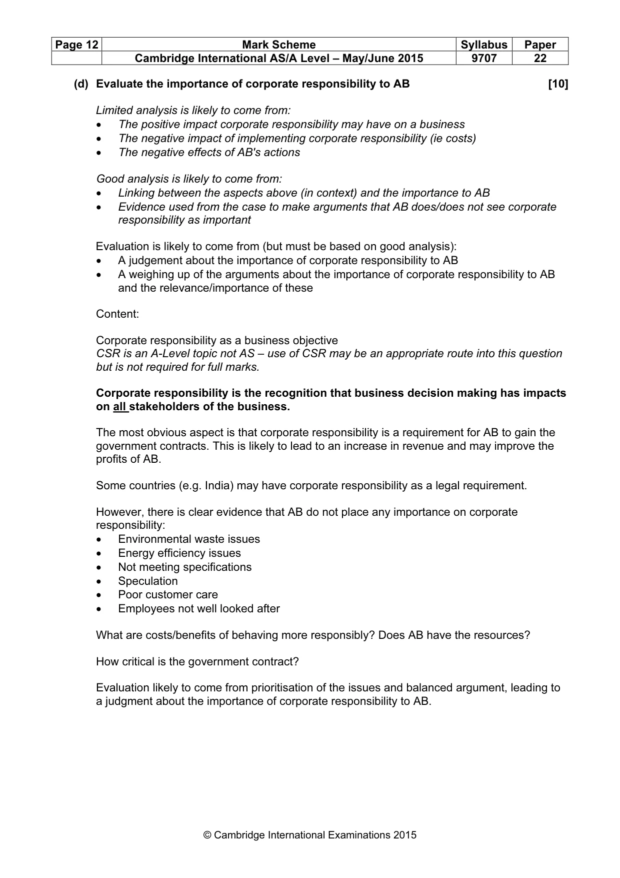 Mark scheme, page 12 of 13