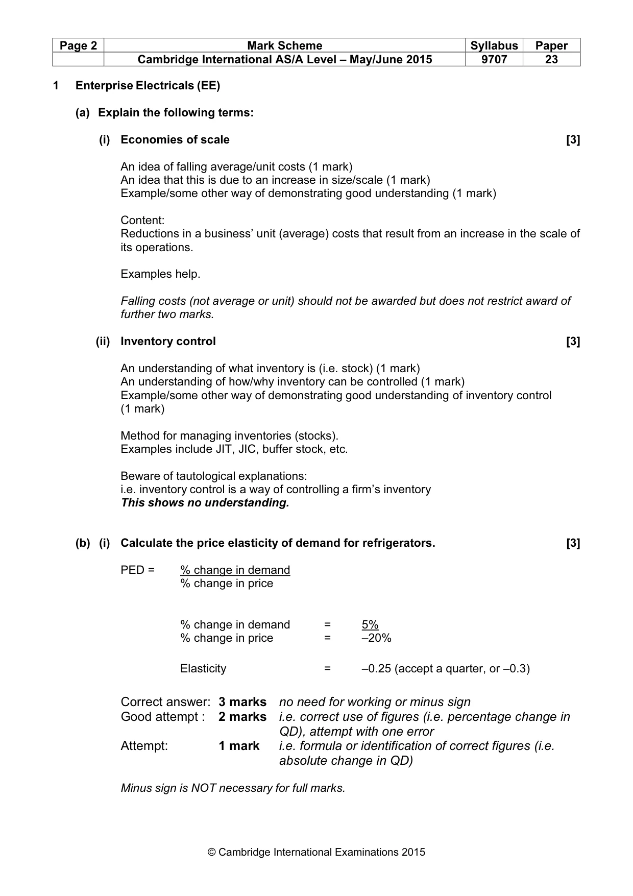 Mark scheme, page 2 of 9