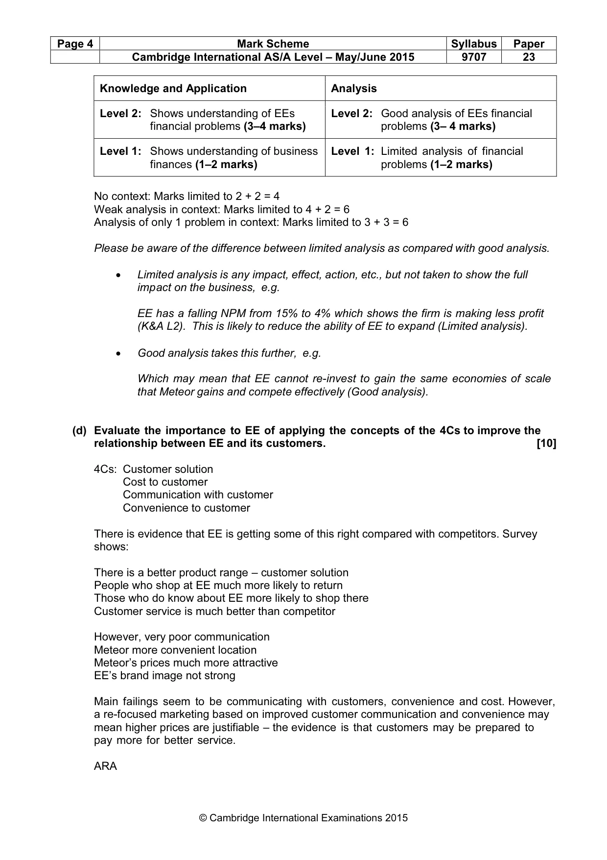 Mark scheme, page 4 of 9