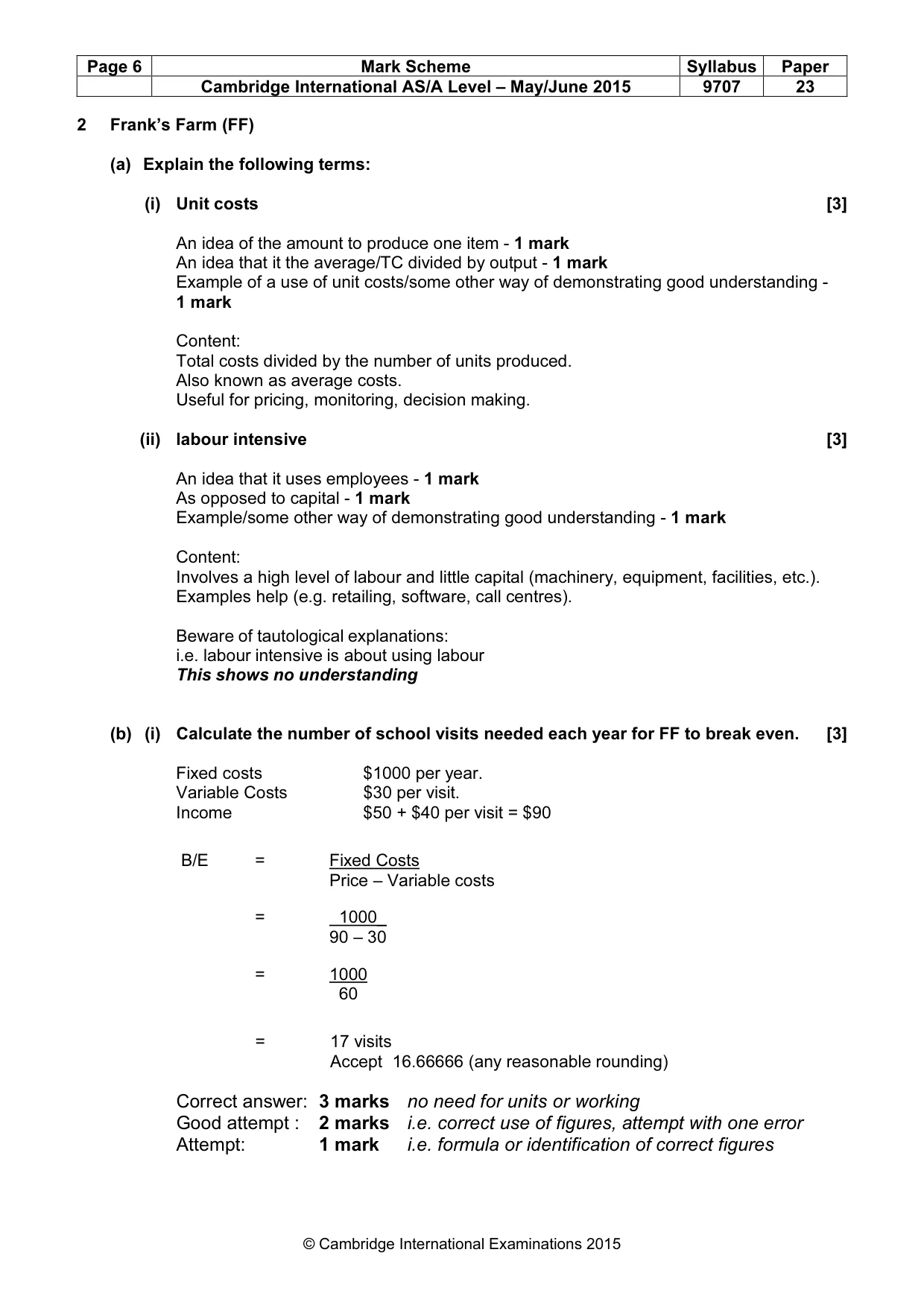 Mark scheme, page 6 of 9