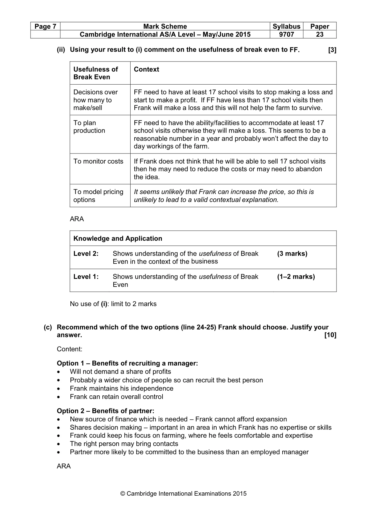 Mark scheme, page 7 of 9