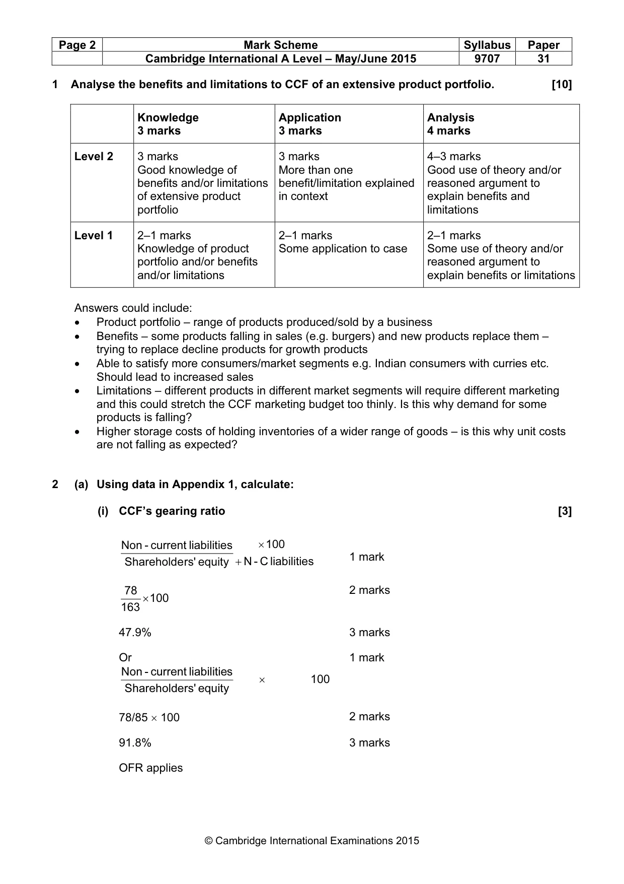 Mark scheme, page 2 of 9