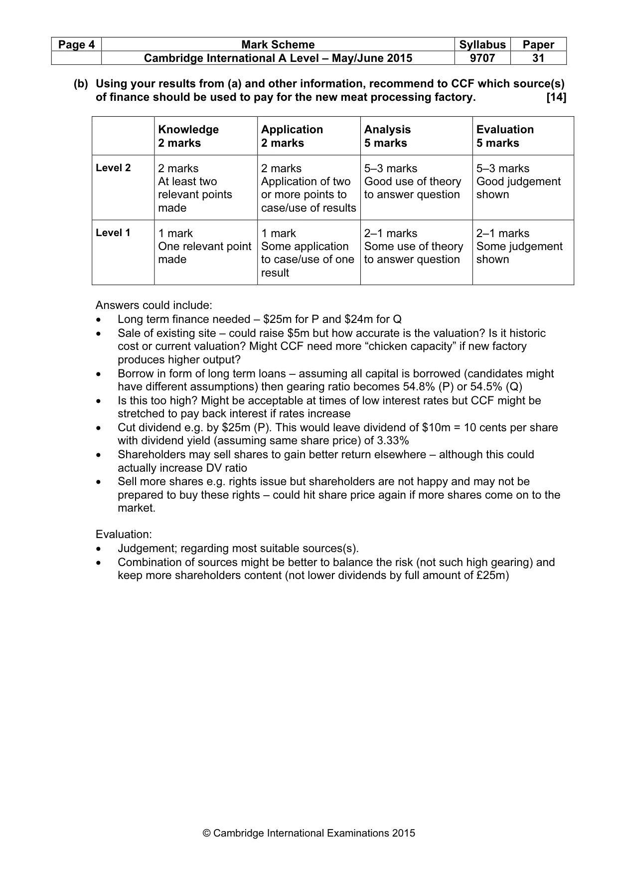 Mark scheme, page 4 of 9