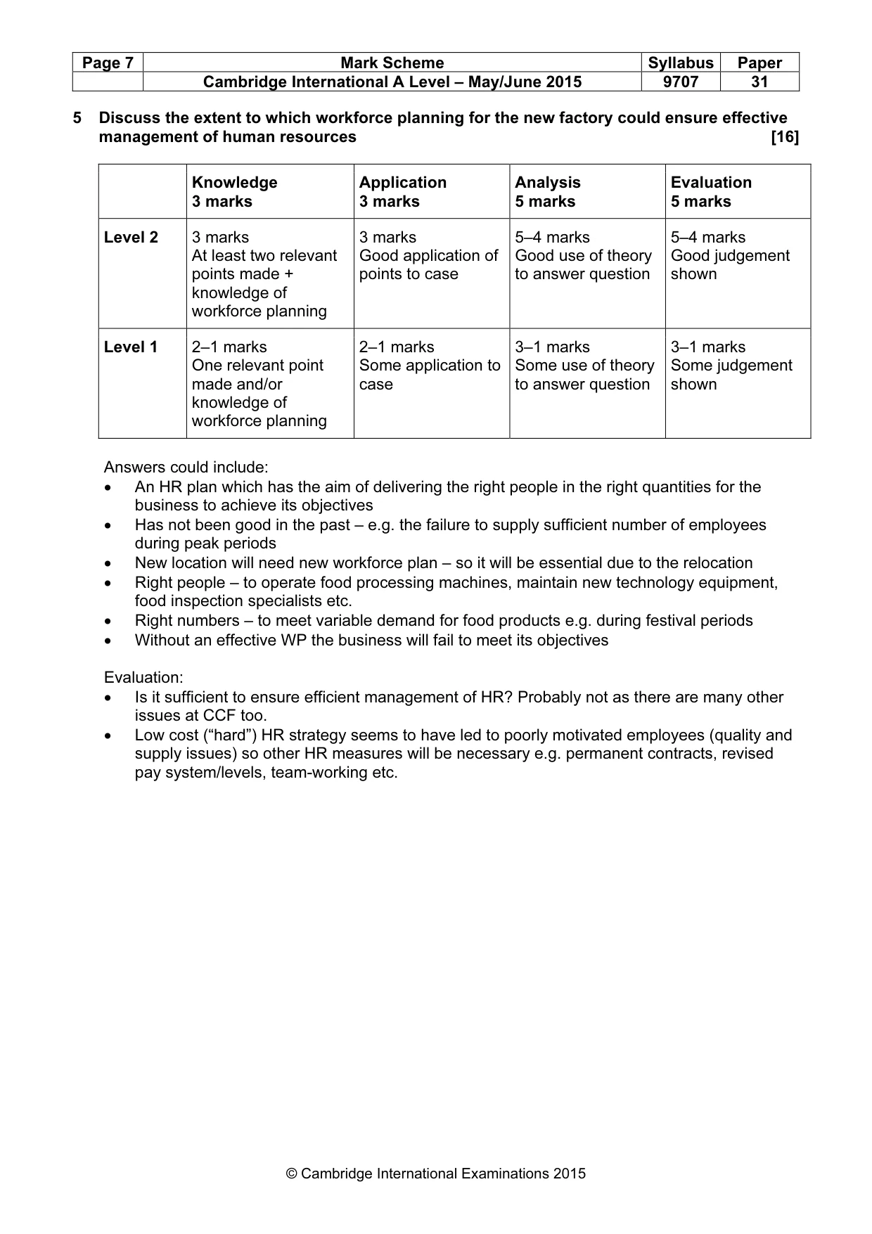 Mark scheme, page 7 of 9