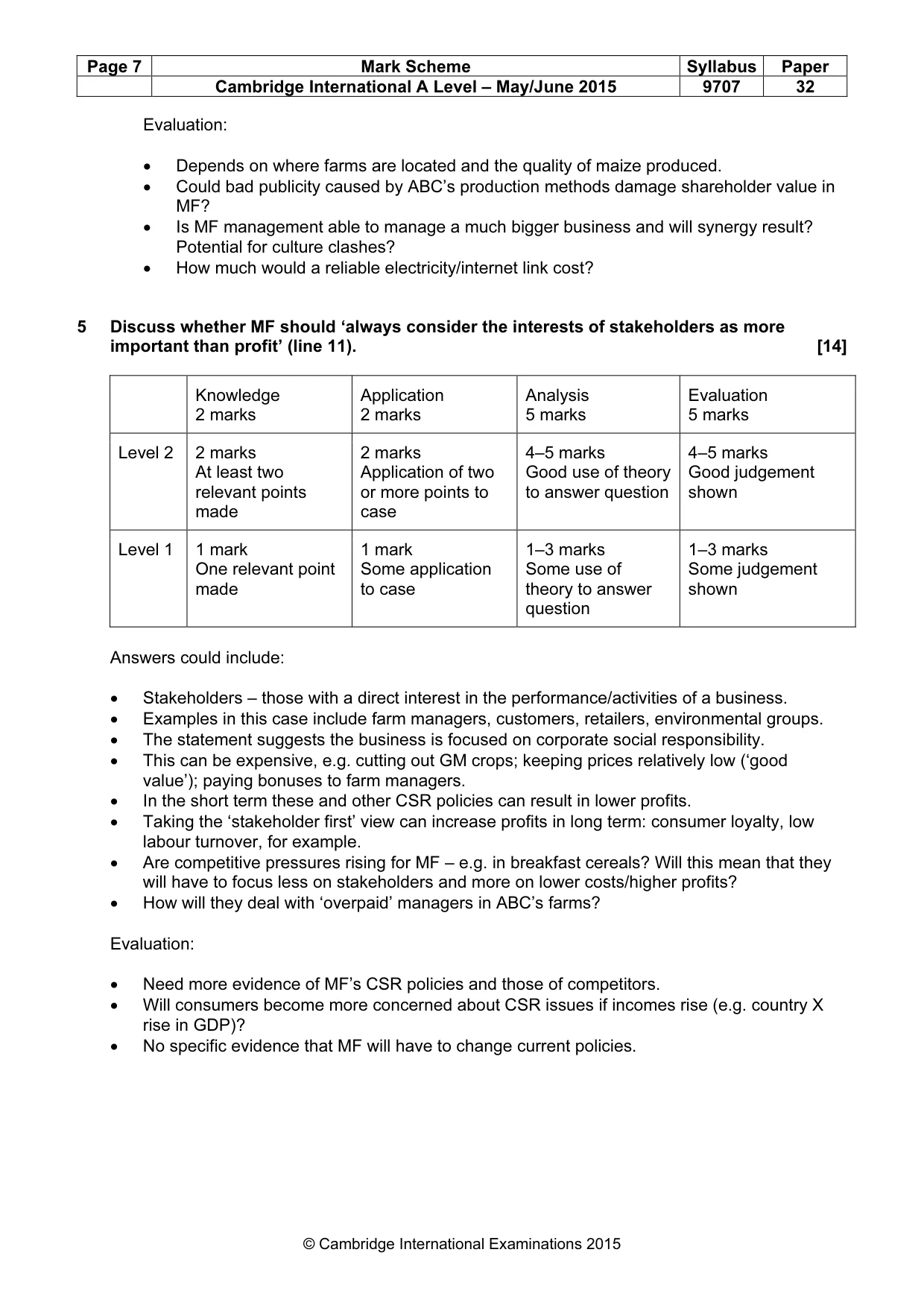 Mark scheme, page 7 of 9