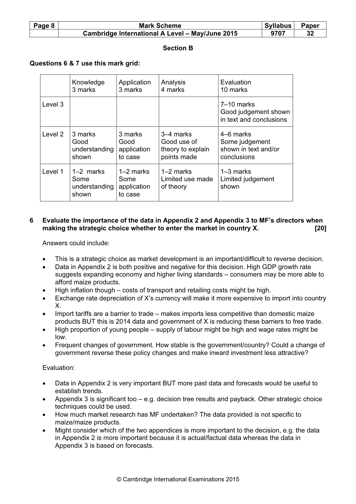 Mark scheme, page 8 of 9
