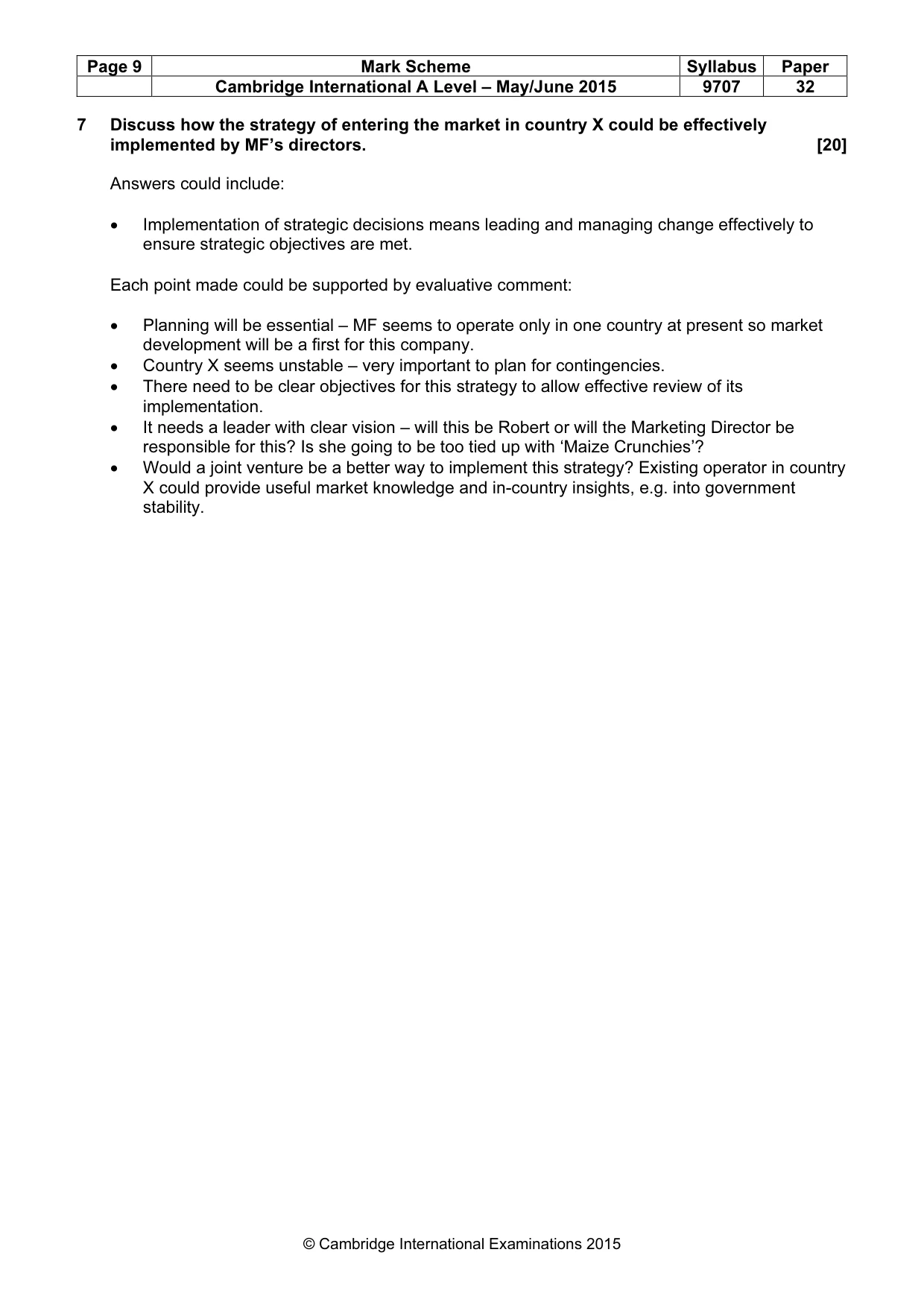 Mark scheme, page 9 of 9