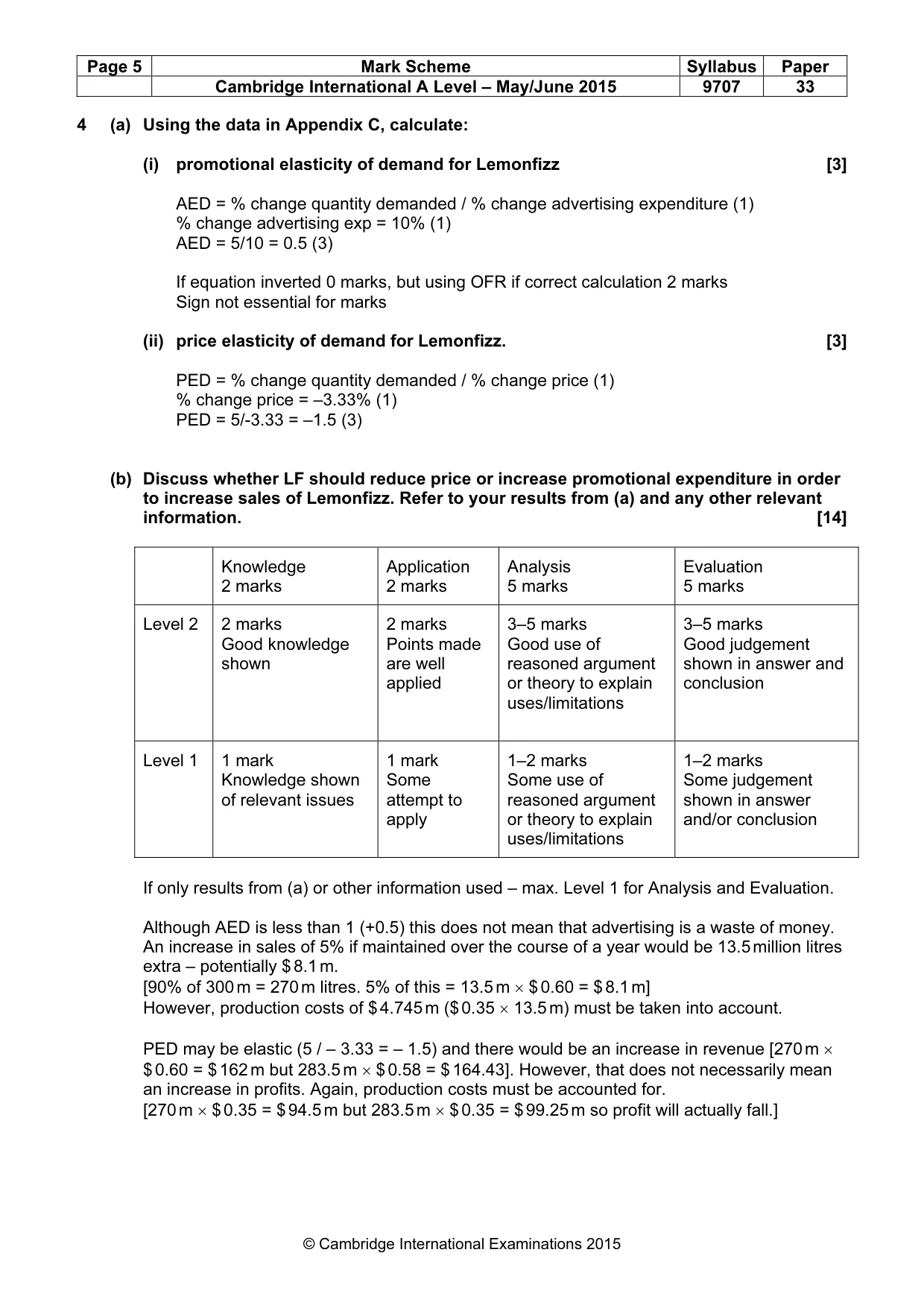 Mark scheme, page 5 of 8