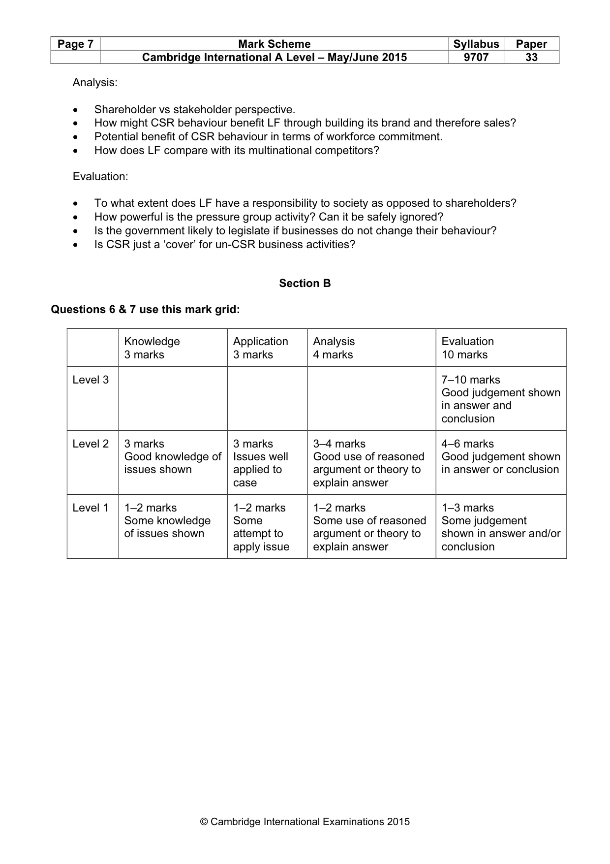 Mark scheme, page 7 of 8