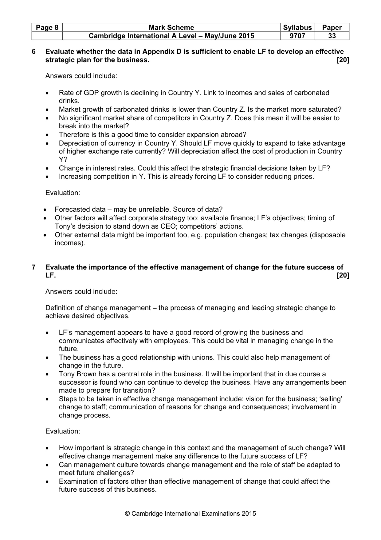 Mark scheme, page 8 of 8