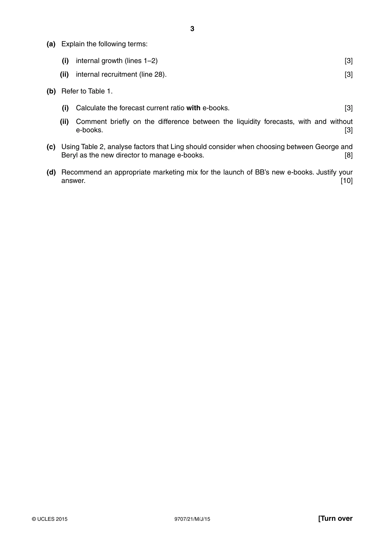 Cambridge A Level Business Studies (for final examination in 2015) 9707 2015 May/June Paper 2 · Variant 1 question paper, page 3 of 8