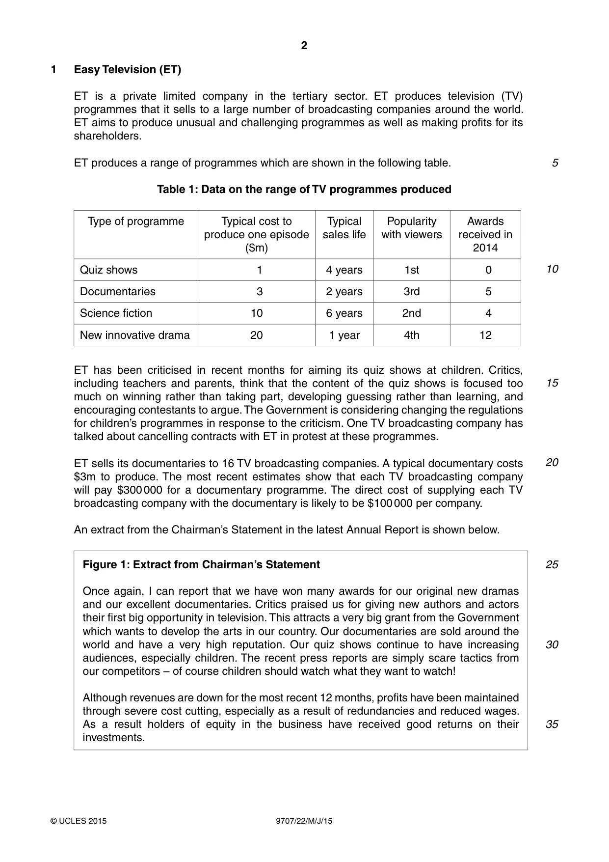 Cambridge A Level Business Studies (for final examination in 2015) 9707 2015 May/June Paper 2 · Variant 2 question paper, page 2 of 4