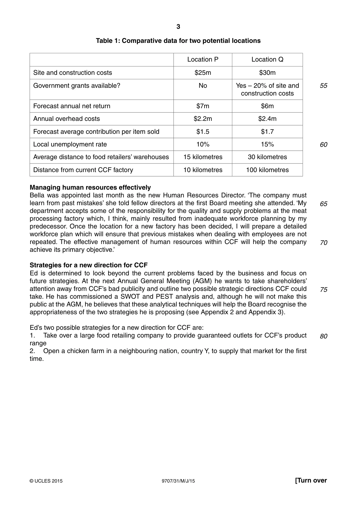Cambridge A Level Business Studies (for final examination in 2015) 9707 2015 May/June Paper 3 · Variant 1 question paper, page 3 of 8