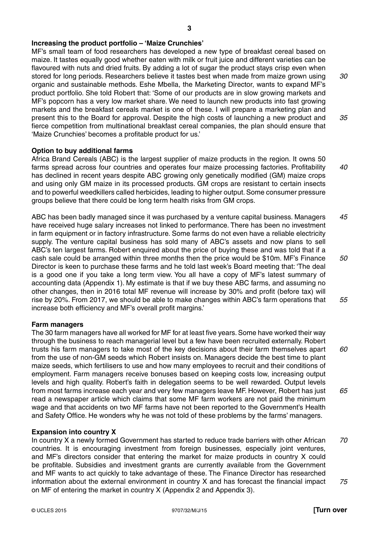Cambridge A Level Business Studies (for final examination in 2015) 9707 2015 May/June Paper 3 · Variant 2 question paper, page 3 of 8