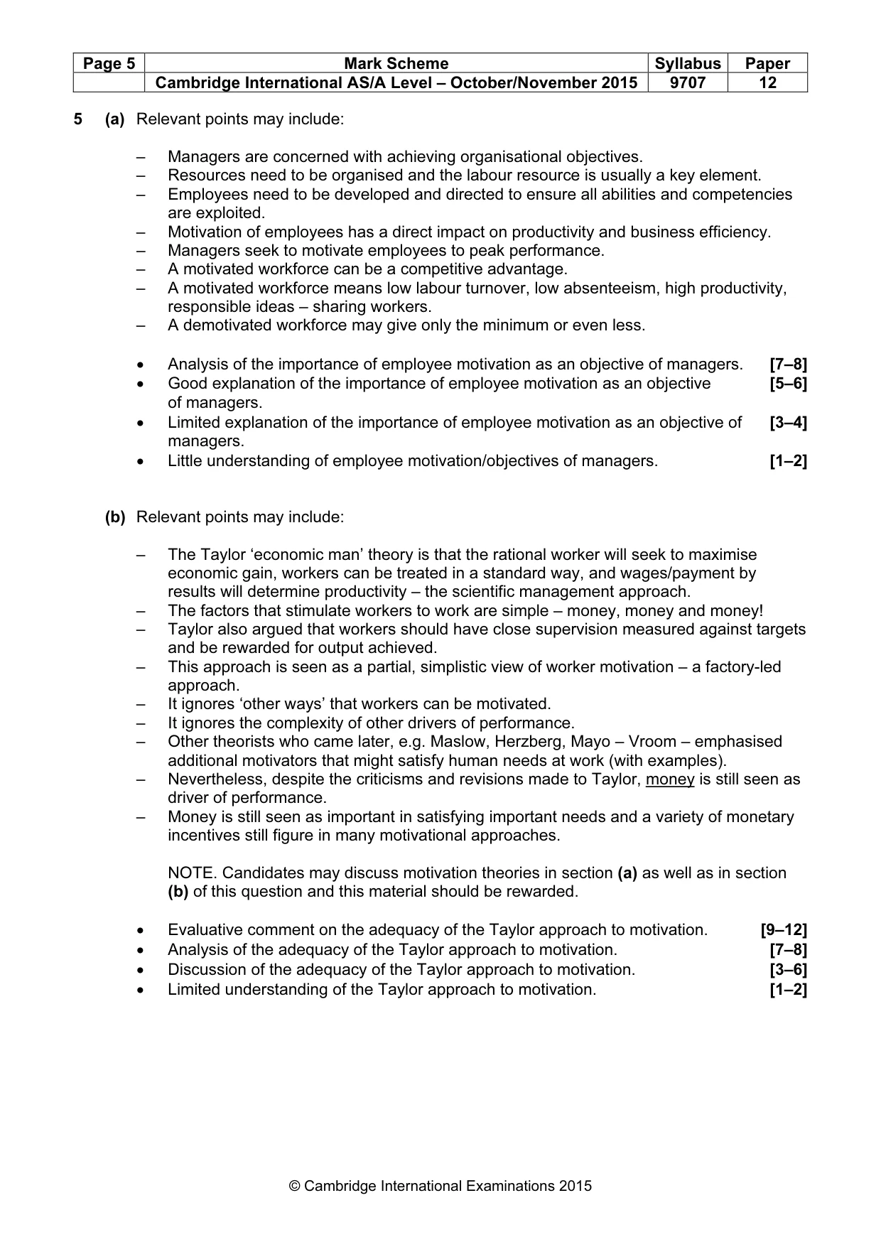 Mark scheme, page 5 of 7