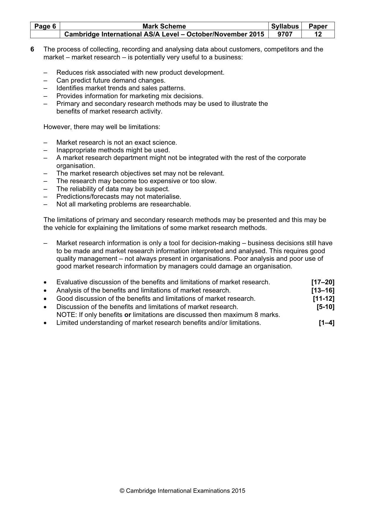 Mark scheme, page 6 of 7