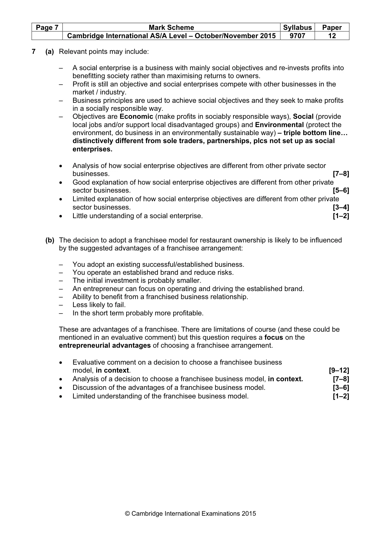 Mark scheme, page 7 of 7