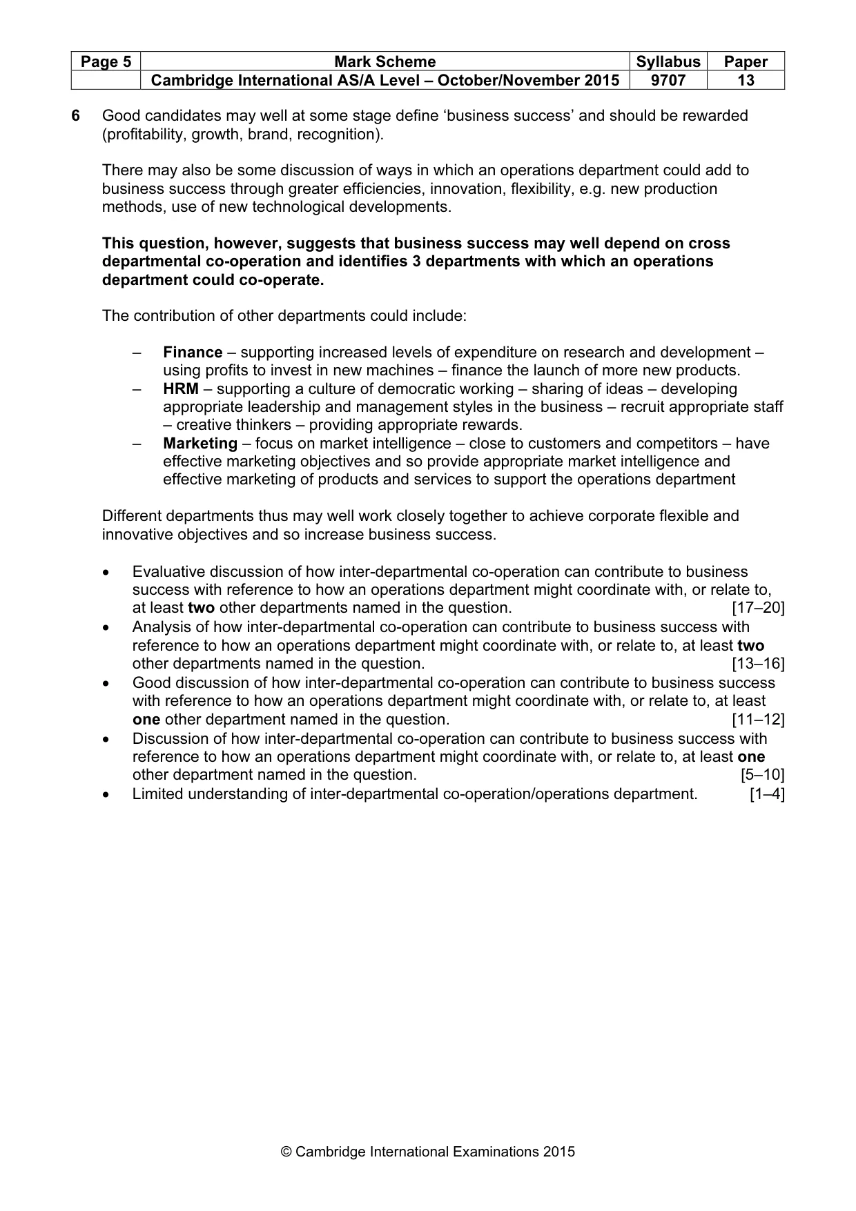 Mark scheme, page 5 of 6