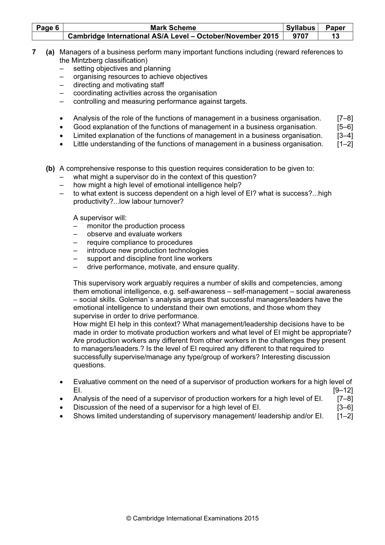 Mark scheme, page 6 of 6