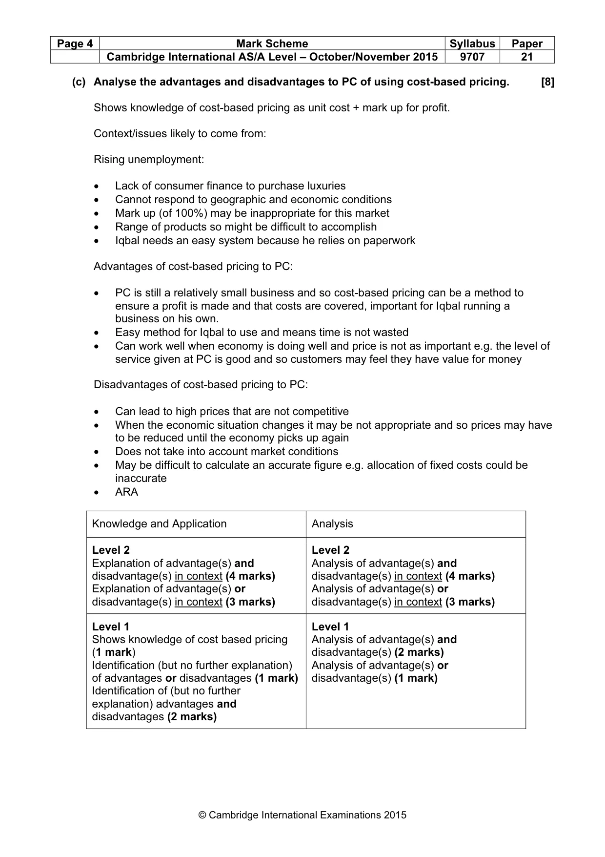 Mark scheme, page 4 of 8