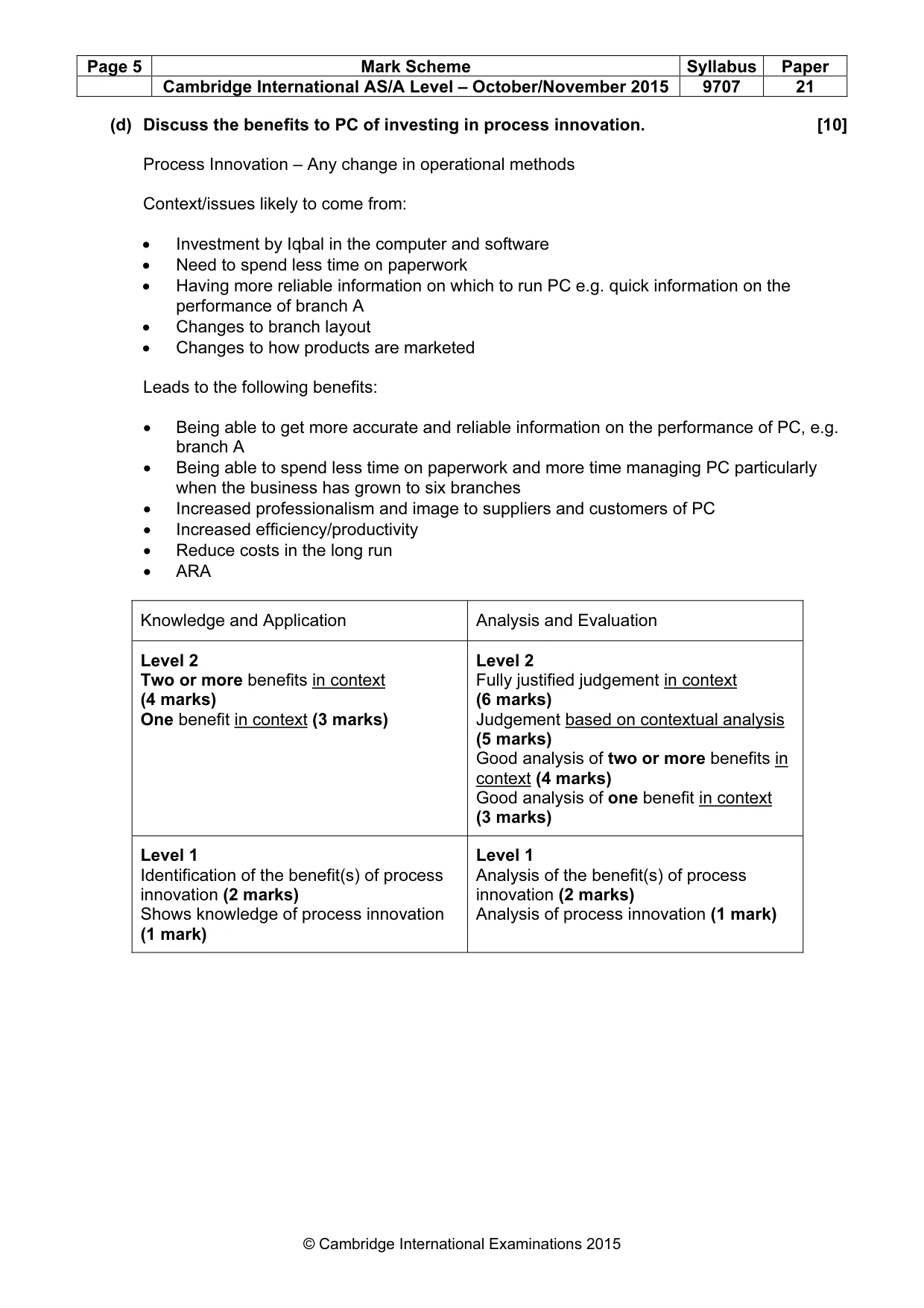 Mark scheme, page 5 of 8