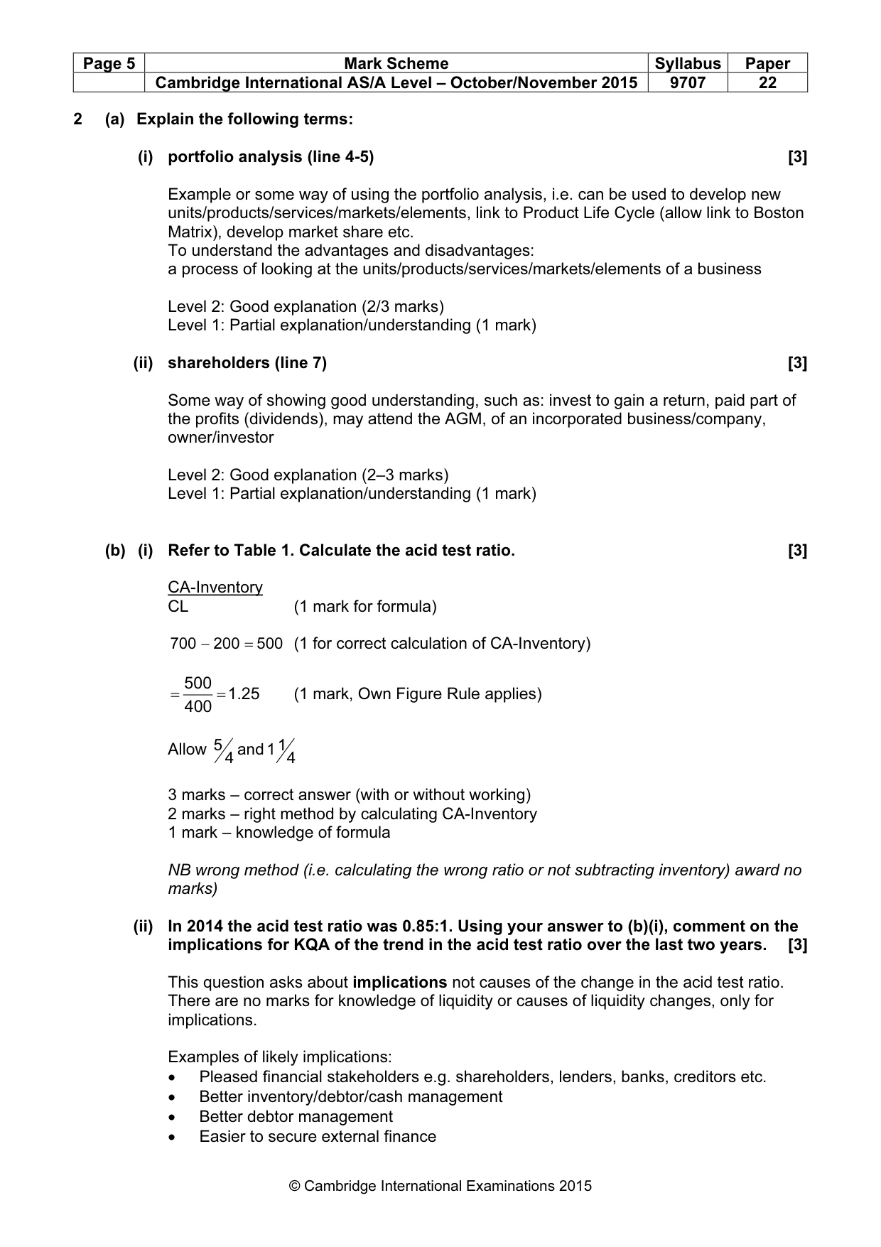 Mark scheme, page 5 of 8
