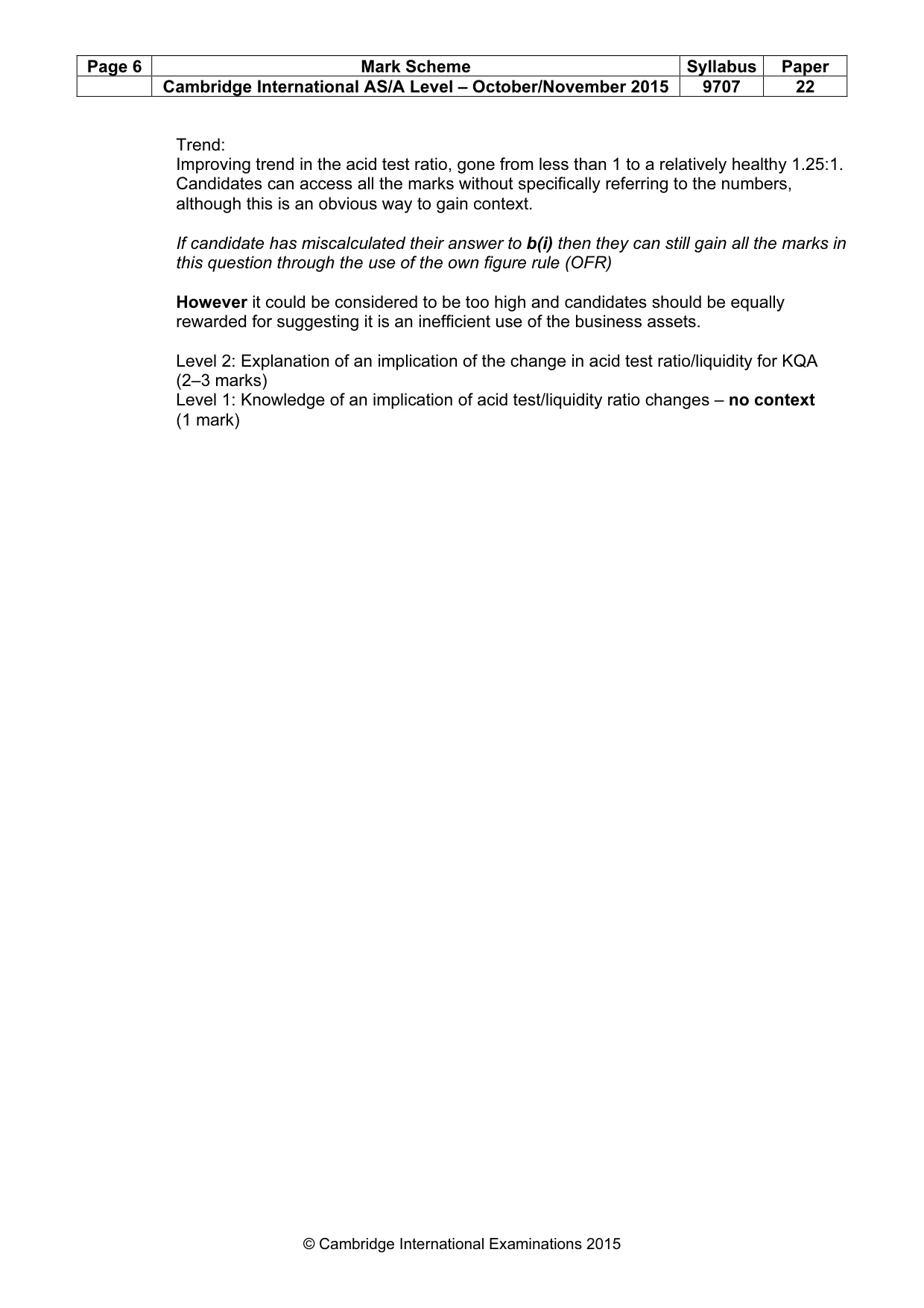 Mark scheme, page 6 of 8