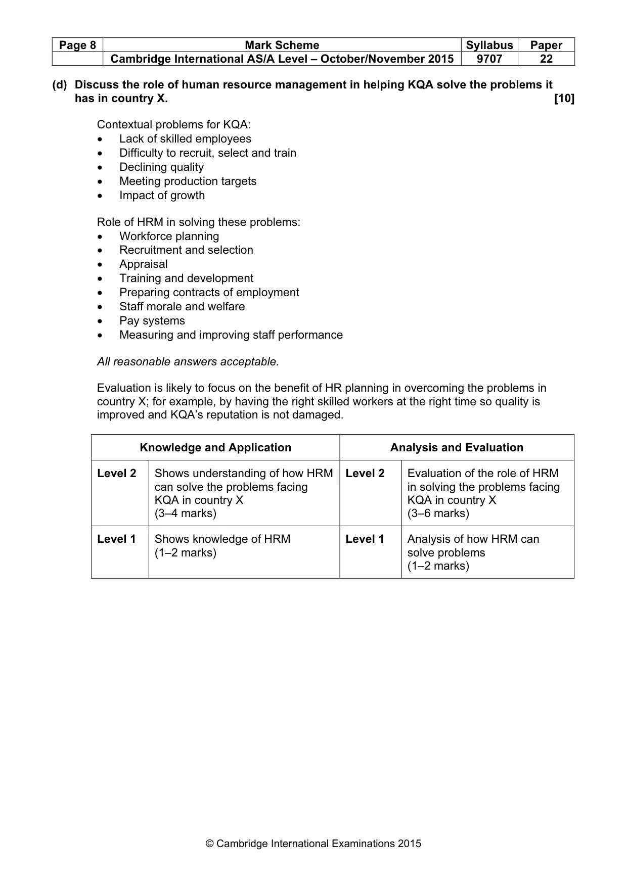 Mark scheme, page 8 of 8