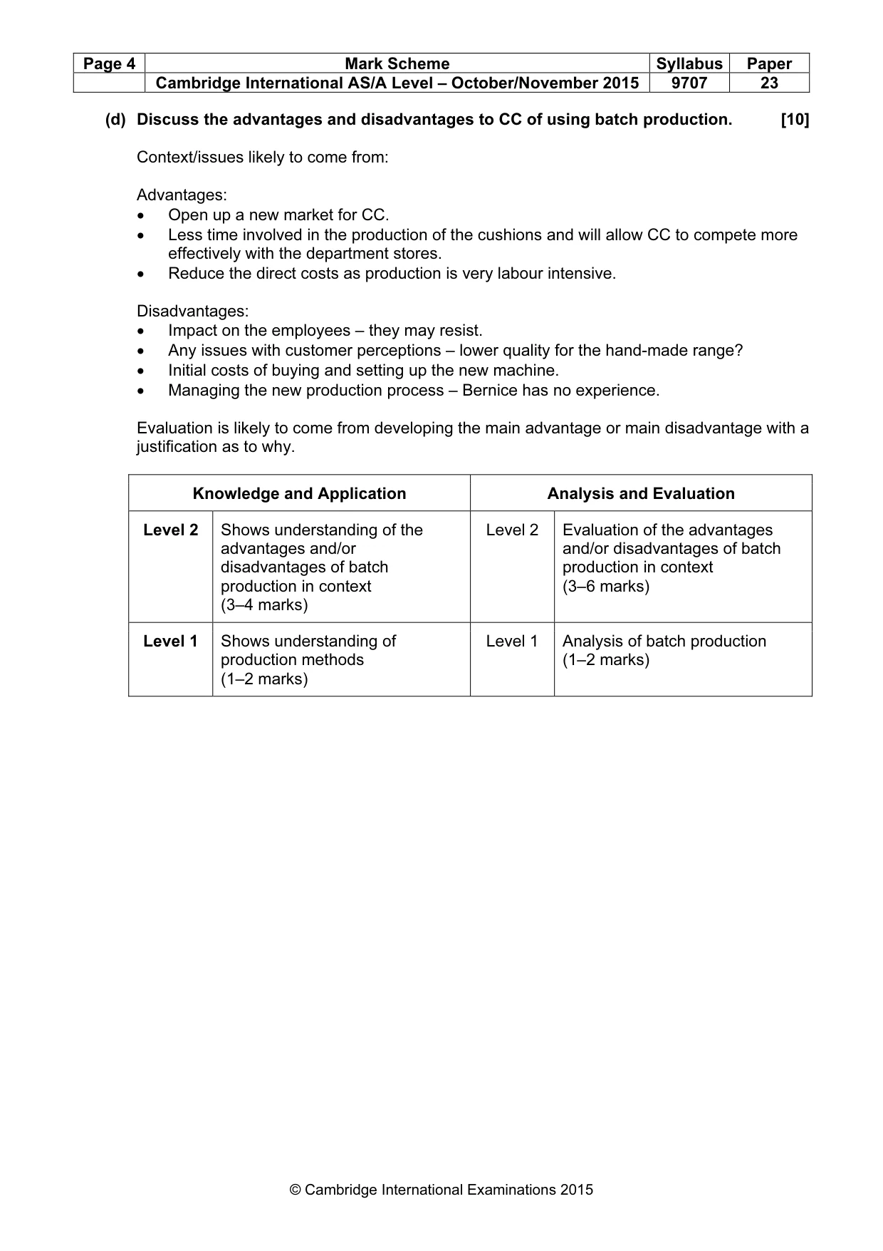 Mark scheme, page 4 of 7
