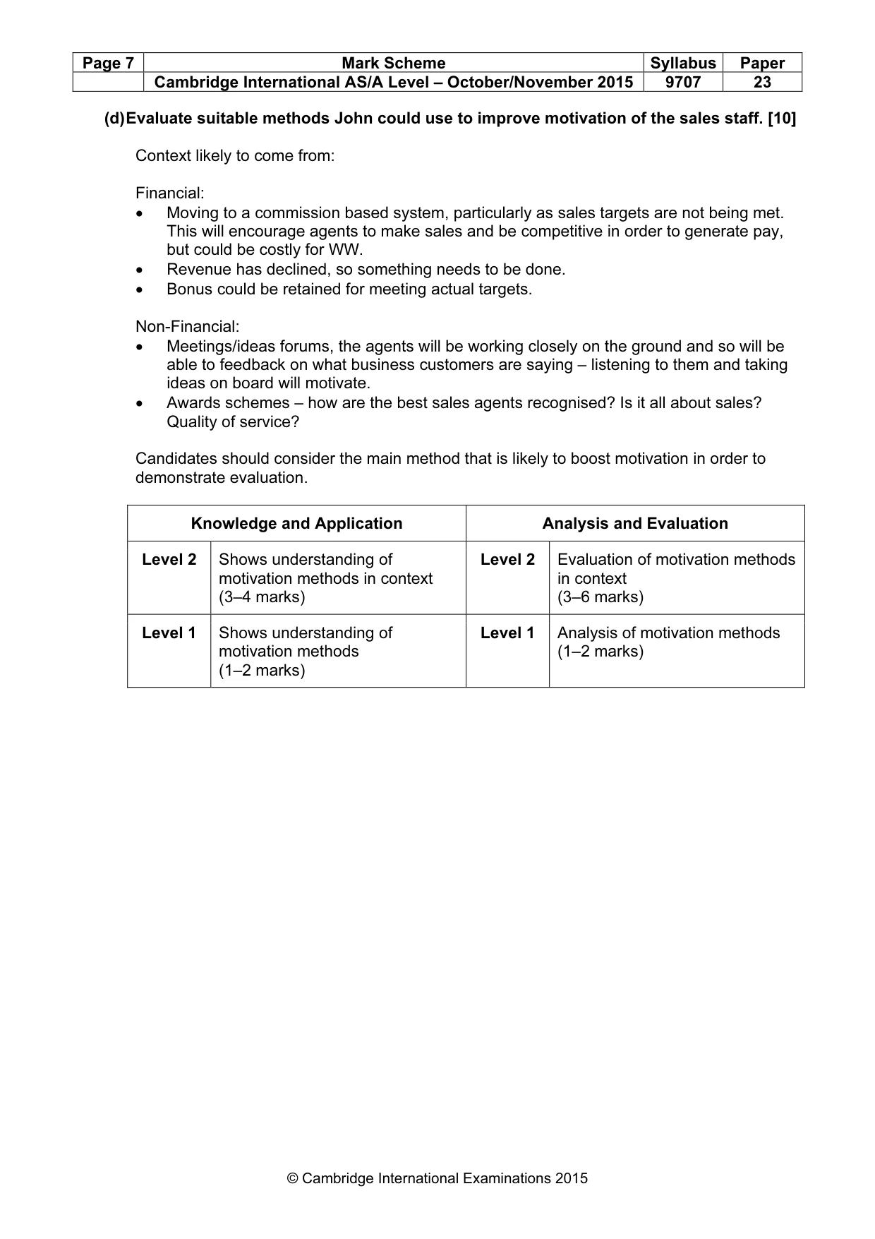 Mark scheme, page 7 of 7