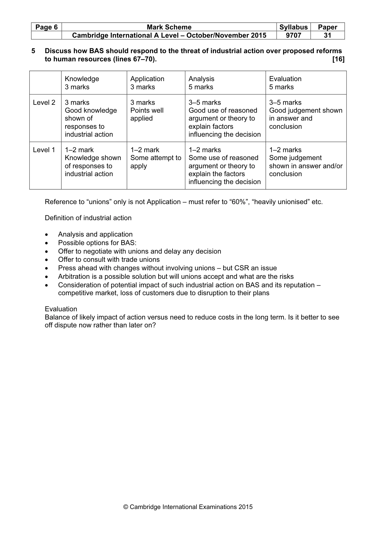 Mark scheme, page 6 of 9