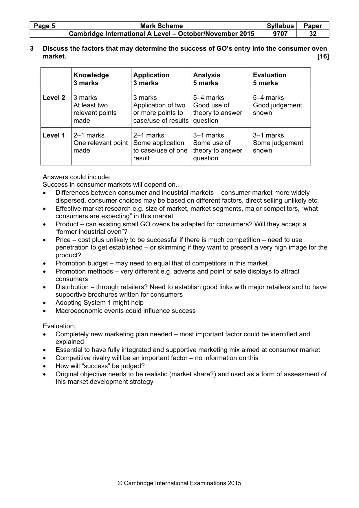 Mark scheme, page 5 of 10