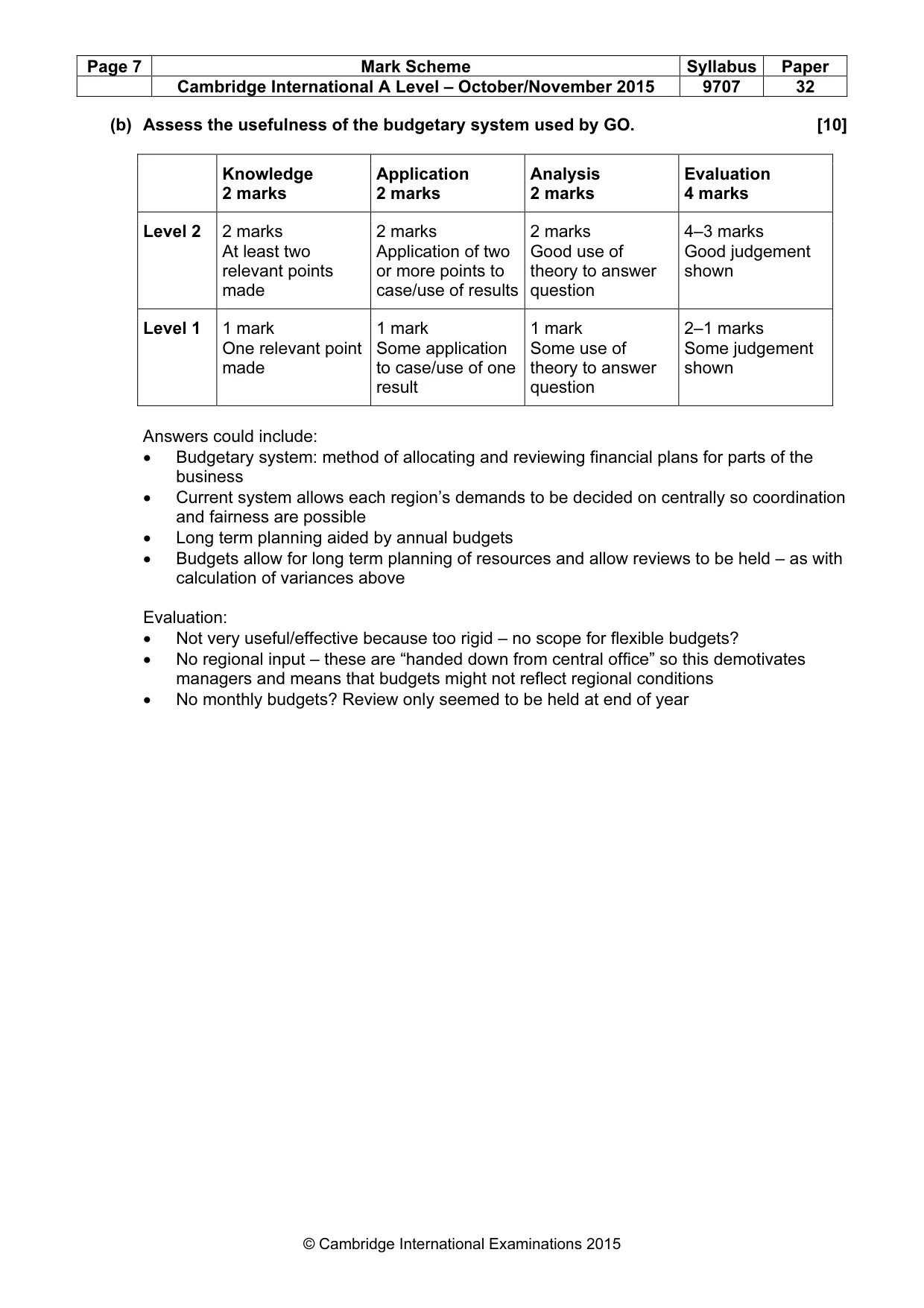 Mark scheme, page 7 of 10