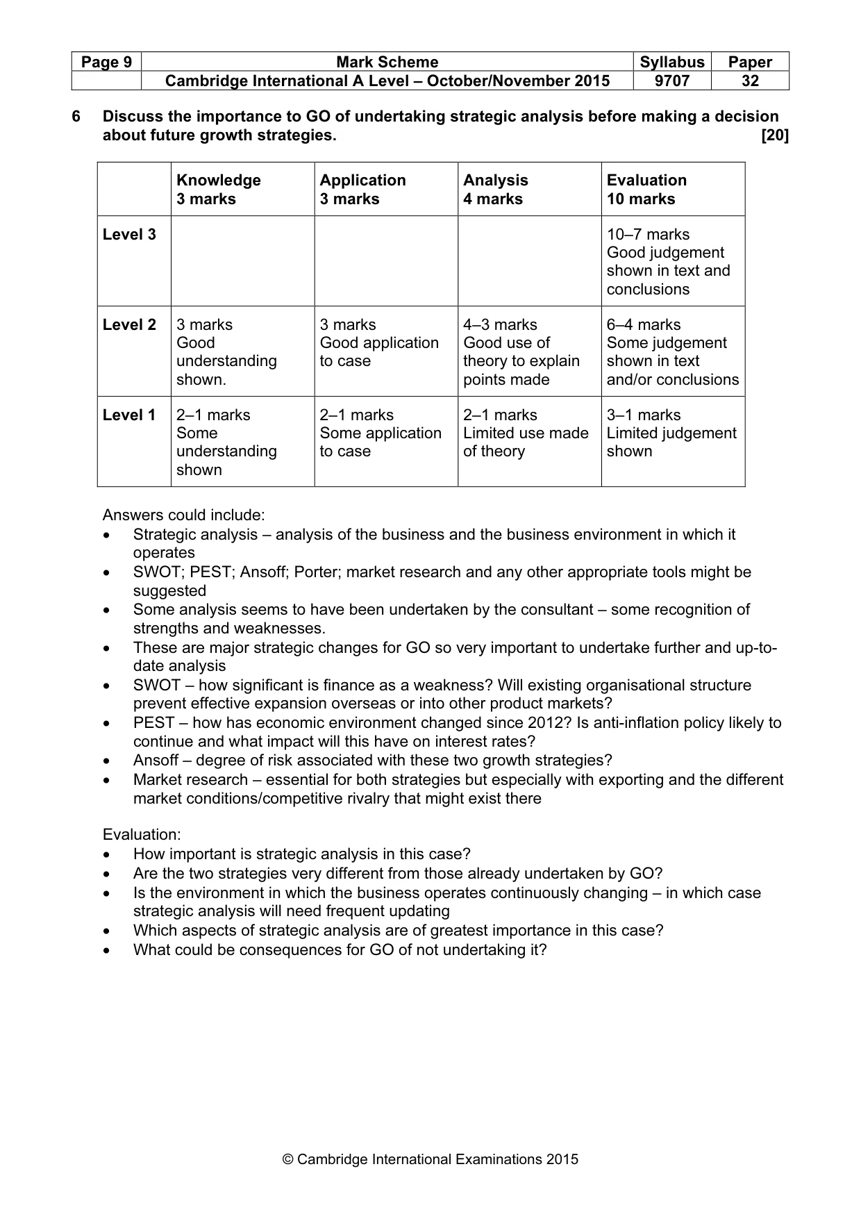 Mark scheme, page 9 of 10