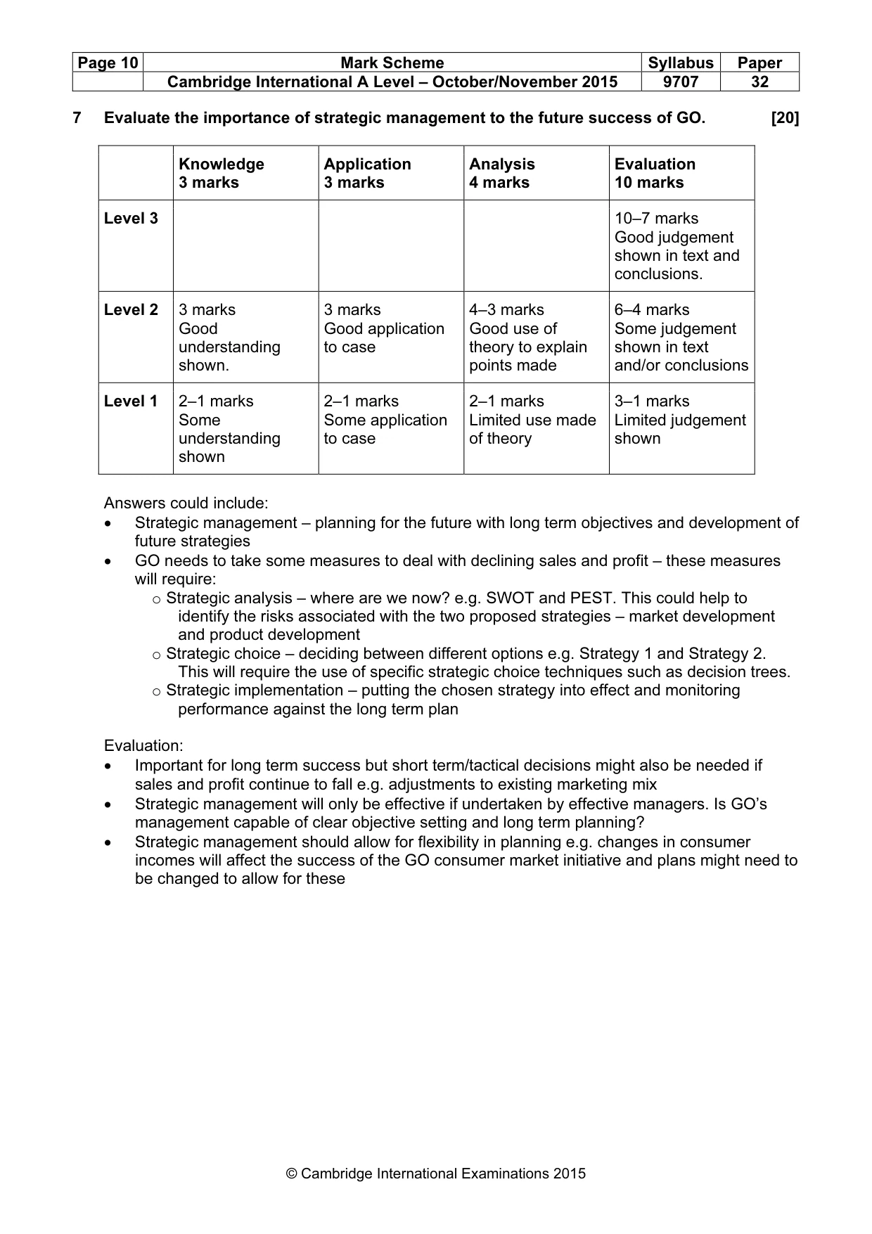 Mark scheme, page 10 of 10