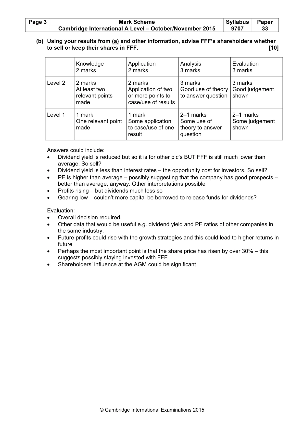 Mark scheme, page 3 of 9