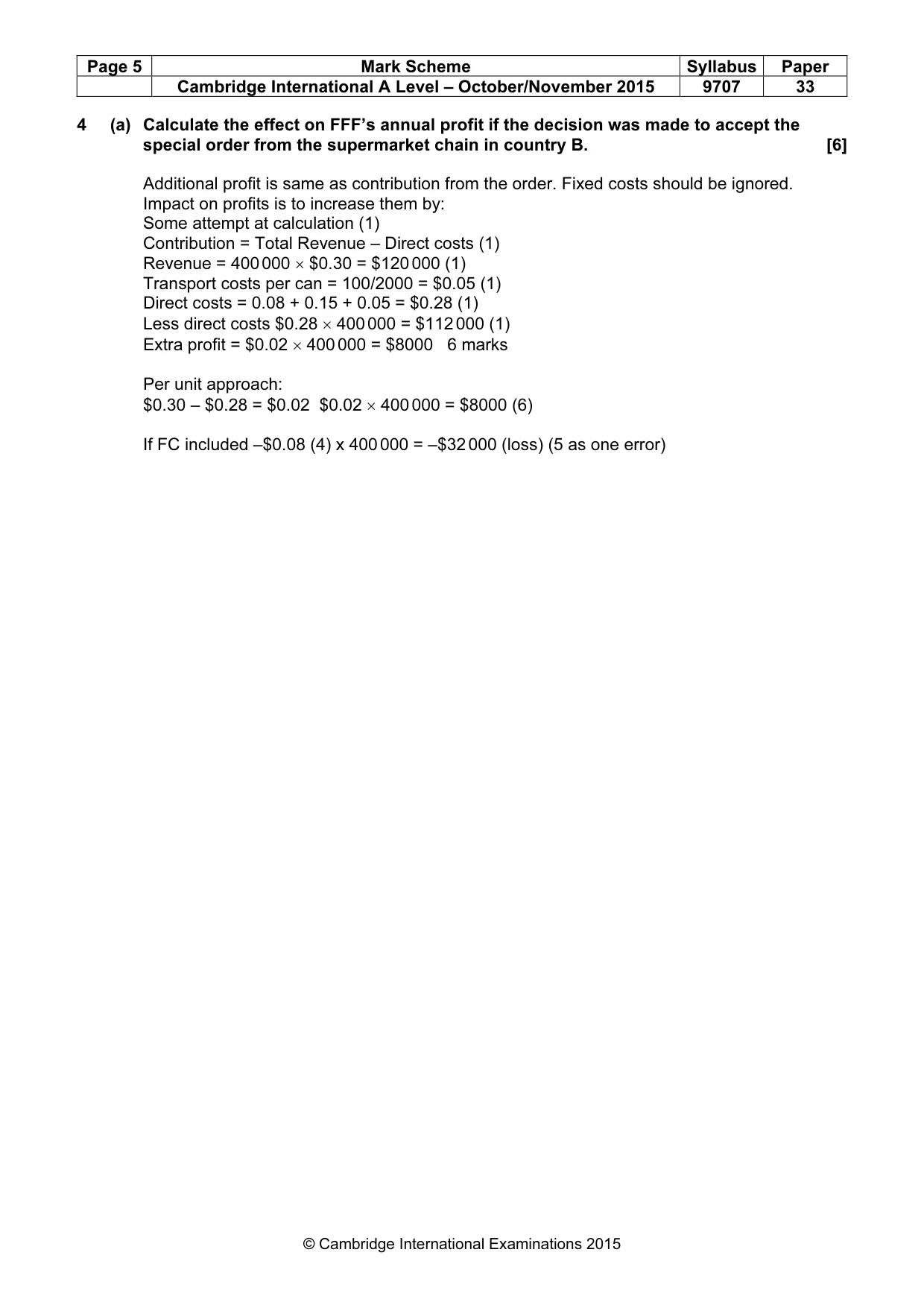 Mark scheme, page 5 of 9