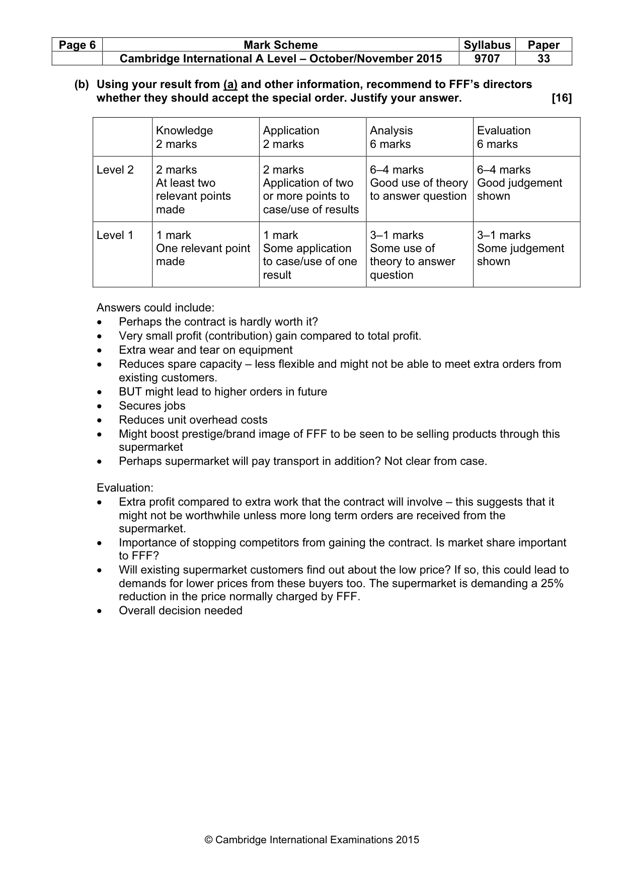 Mark scheme, page 6 of 9