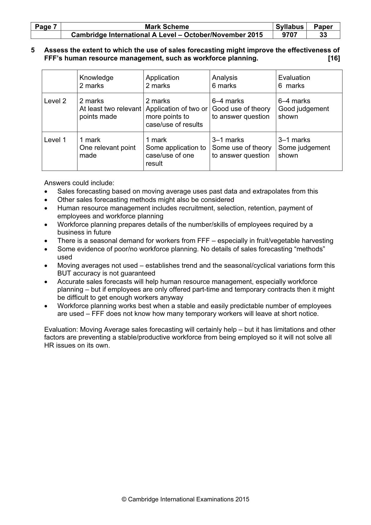 Mark scheme, page 7 of 9