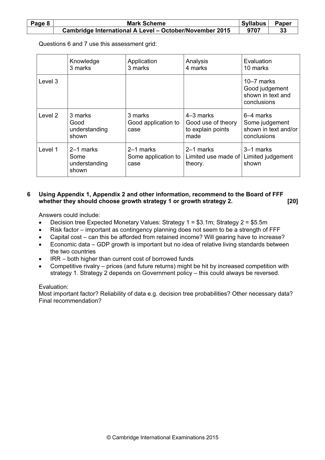 Mark scheme, page 8 of 9