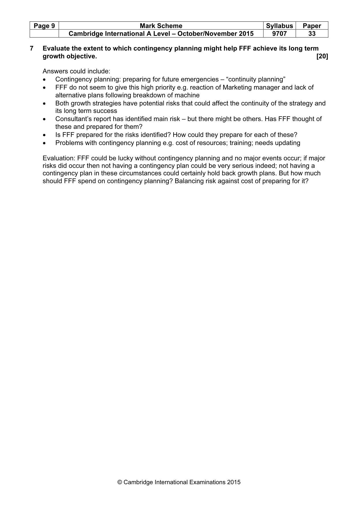 Mark scheme, page 9 of 9